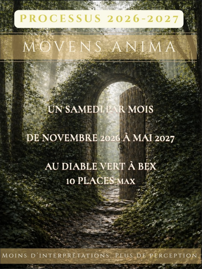 Affiche Movens Anima 2026-2027 au Diable Vert à Bex : porte en bois ouverte sous une arche de lierre en forêt.